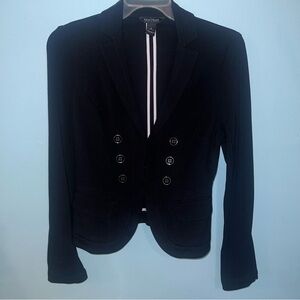 WHBM Black Comfy Blazer Work Collar Work Career Jacket Silver buttons Cute EUC